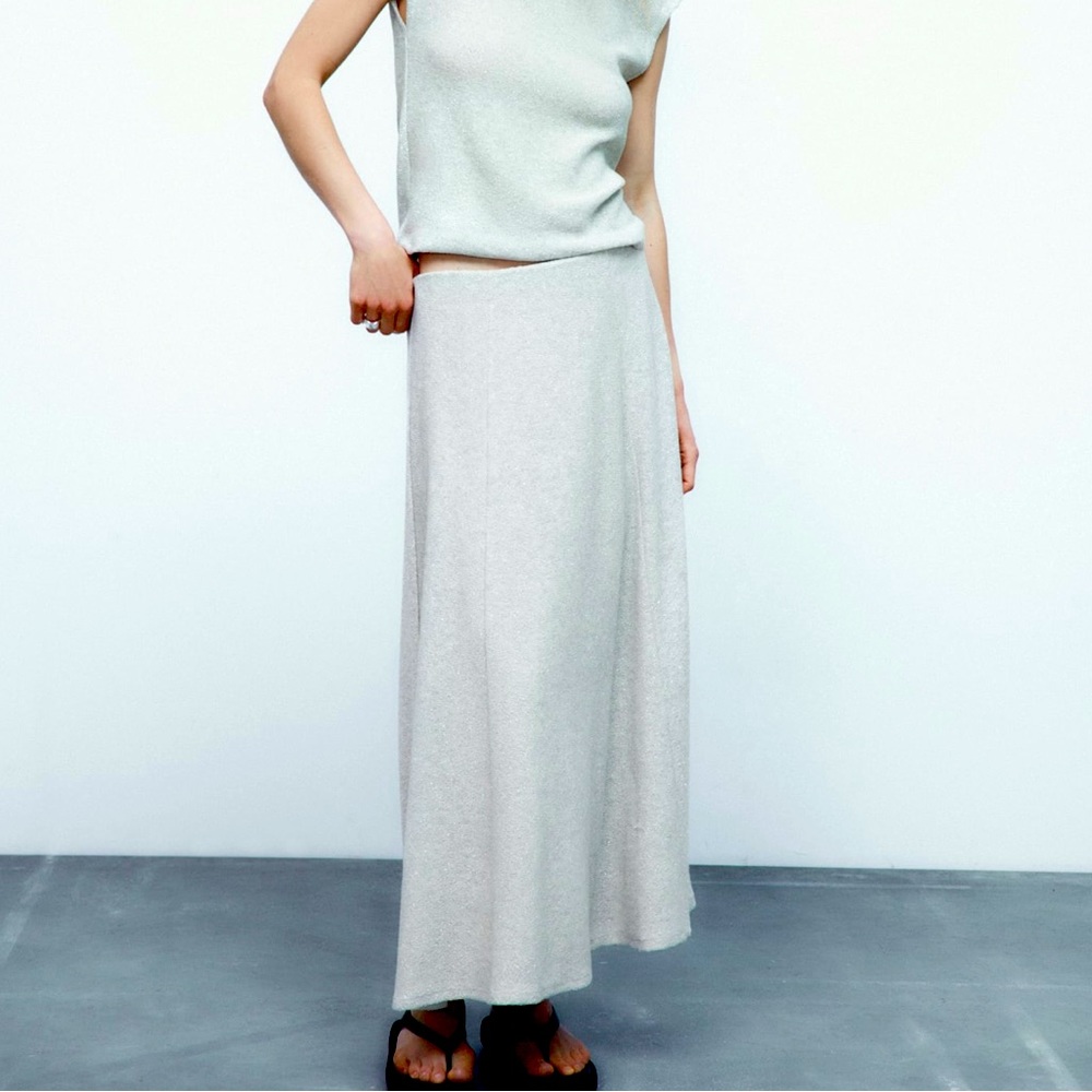 Zara METALLIC THREAD FULL SKIRT, size :small